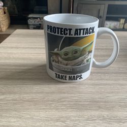 Star Wars Protect. Attack Take Naps Grogu Baby Yoda Coffee Ceramic Mug 20 Oz 