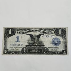 1899 Large One Dollar Black Eagle Note - Antique Bill