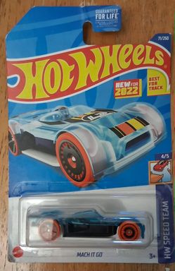 HOT WHEELS #2022-097 Mazda RX-7 - BLUE, on Int'l. long card (NEW in BLISTER)