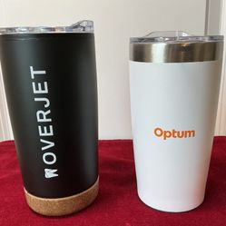 Set of Two Travel Tumblers. 20 oz/each. Branded “Overjet” and Optum” New