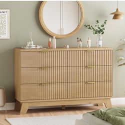 NEW Oak Dresser With Gold Handles 