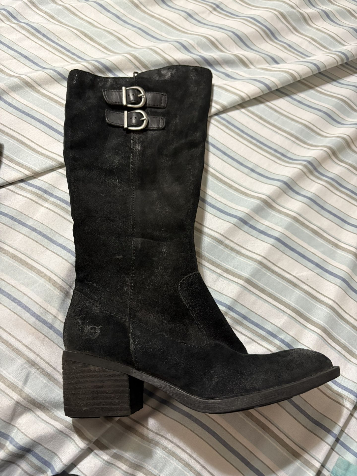 Black Riding Boots Suede Leather Size 6.5