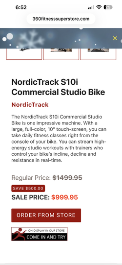 2023 Like New NordicTrack S10i Stationary Bike with Advanced Features - Rosenberg, TX