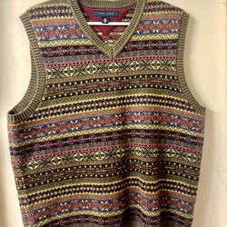 Tommy Hilfiger vintage Tribal Graphic Prints Fashion Streetwear Designer Woolen V neck vest 