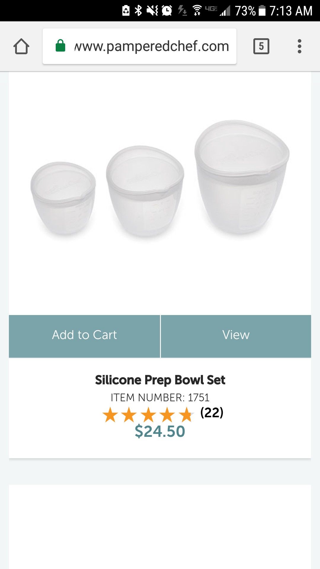 Pampered Chef 1 Cup Prep Bowl Set