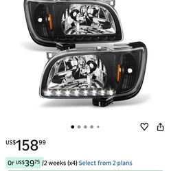 Para 2001 2002 2003 2004 Toyota Tacoma Faros + Luces LED 2 en 1 Señal de esquina del lado del conductor y del pasajero