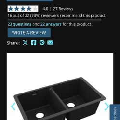 ELGU3322BK0 Quartz ClassicEqual Double Bowl Undermount Sink Black