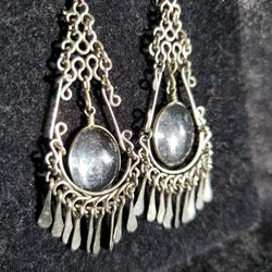 Silver And Crystal Earrings