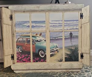 Large Beach Picture With Grass Topper