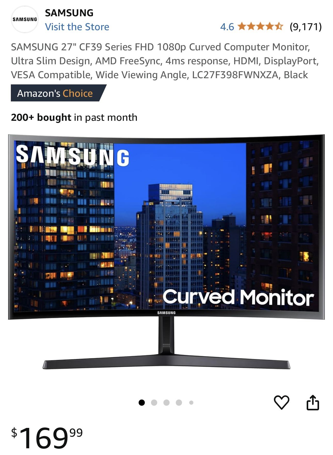 NEW 27 in Samsung Curved Monitor