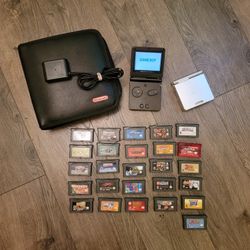 Game Boy Advance (GBA SP) & Huge Game Lot - 2 Consoles + 26 Games! Pokemon, Castlevania, Final Fantasy V
