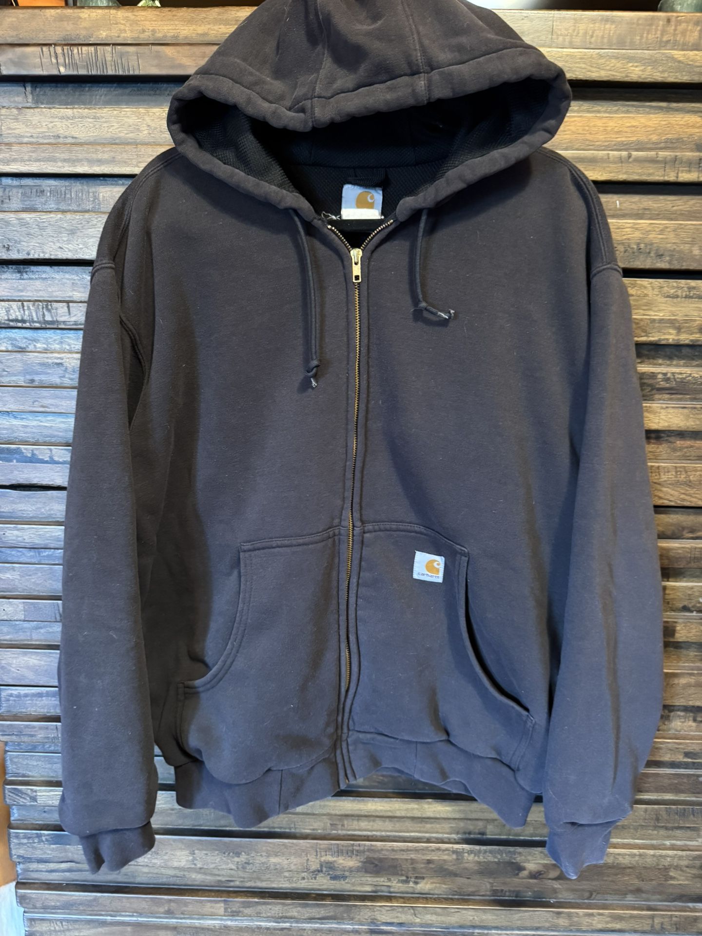 Carhartt J149 Full Zip Work Wear Hoodie Jacket Mens LRG Thermal Lined Heavy Y2K