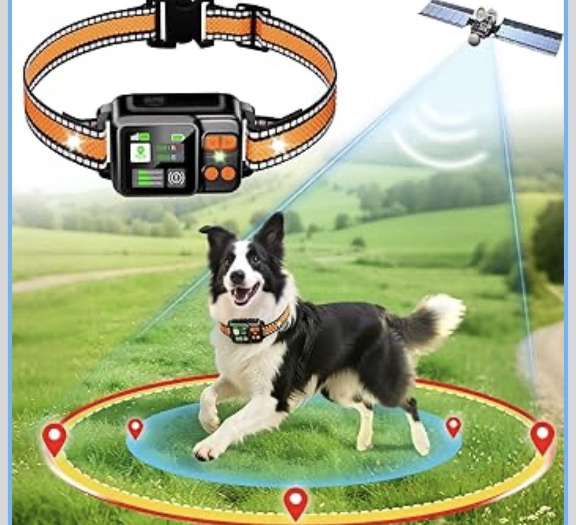 GPS Wireless Dog Fence System, Electric Dog Fence Using GPS Electric Satellite Technology, IPX7 Waterproof Rechargeable Design, GPS Dog Collar Has 2 M