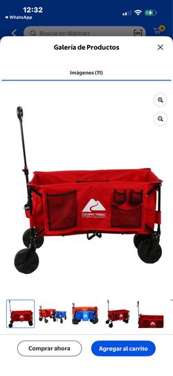 Ozark Trail Hazel Creek Extra Large Wagon with Extended Handle, Red, Outdoor, Camping, Height 50.5 Inches