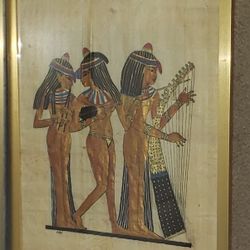 Framed Musicians Painting on Egyptian Papyrus Paper
