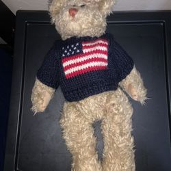 Ty Vintage 1993 Polo Ralph Lauren Steiff Bear Sweater 13" Patriotic Plush- $40