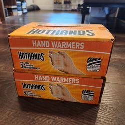 2 box of 36-pack of HotHands disposable hand warmers (1 box 36, 1 box 28), 10 hours of air-activated, odorless heat, Single-use heat packs designe