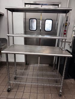 Stainless Steel Commercial Prep Table with Overhead Shelves
