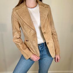 Vintage suede leather blazer lightweight tan genuine size 3X western modern 