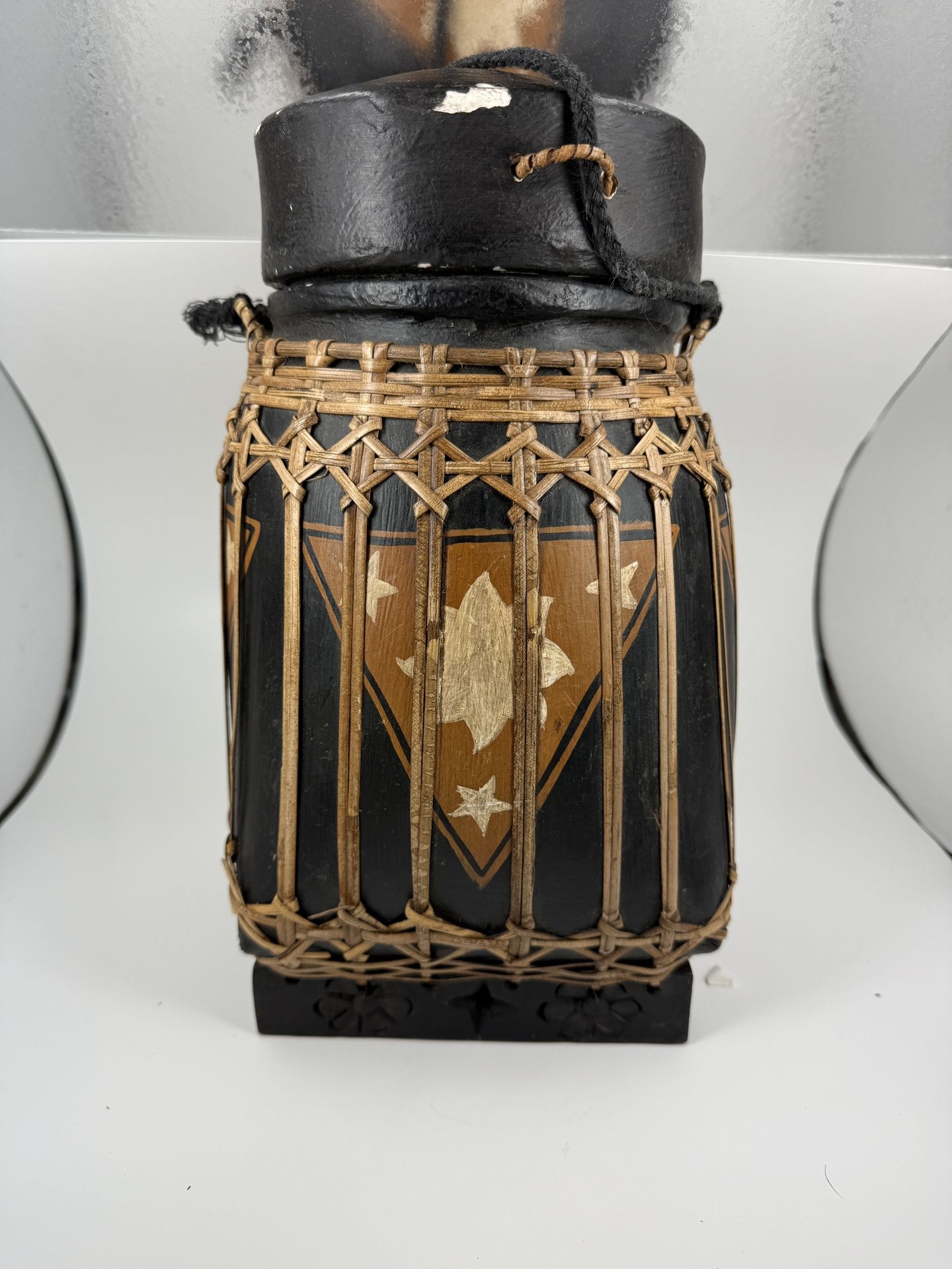 Vintage Thai Handcrafted Woven Bamboo Container.
