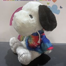 SNOOPY 15 INCH SOFT PLUSH WITH HIS TYE DYED  HOODIE!  15 INCH LIKR NEW