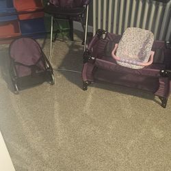Baby Doll Accessories.. Pack And Play Car Seat High Chair And Bouncer Seat Like New