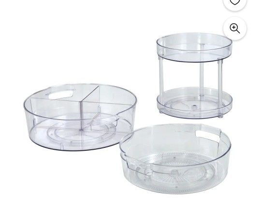 Clear Plastic Turntable Set 3-Pack Set, Various Sizes
