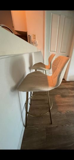 Cream And Metal Bar Stools