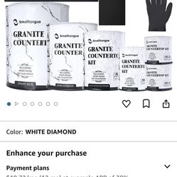 Smalltongue Countertop Paint Kit, White Diamond Epoxy Countertop Paint Kit(Including Epoxy Resin), All-IN-ONE Set, Cover Up to 35 SQ. FT, For Marble, 