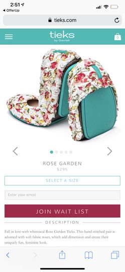 Pair of sold out “Rose Garden” Tieks flats - Size 10