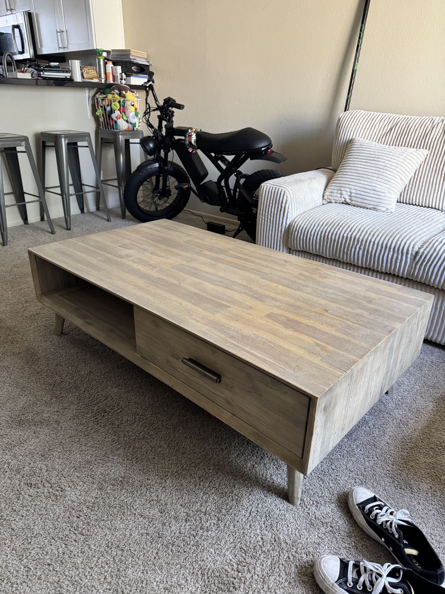 Cream Wood Coffee Table