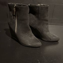 Woman’s Size 6 Black Wedge Ankle Boots