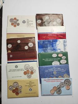 12 - U.S Coin Mint Sets 1980's , 1990's