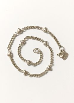 Ladies Sterling Silver Heart Charm Ankle Bracelet Anklet 10 5/16" 6.1 Grams L@@K
