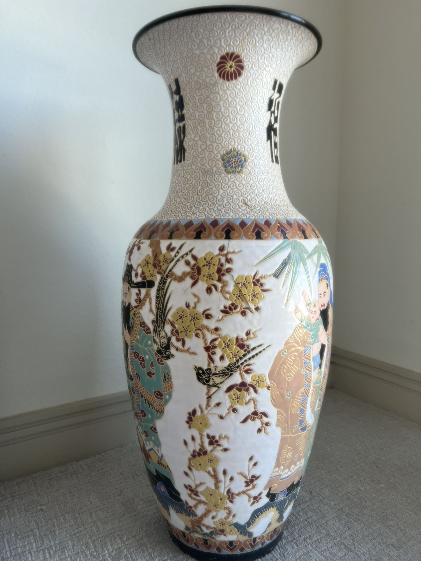 Satsuma Vase From Japan. Decorative Oriental Floor Vase. Height - 36”