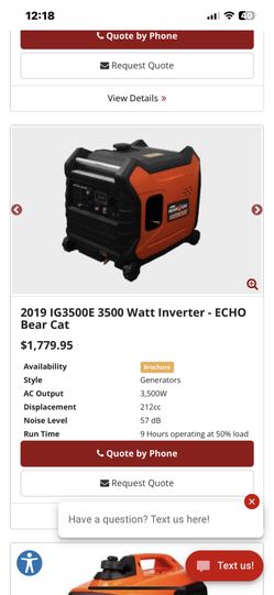 Echo Bear Cat IG3500E generator