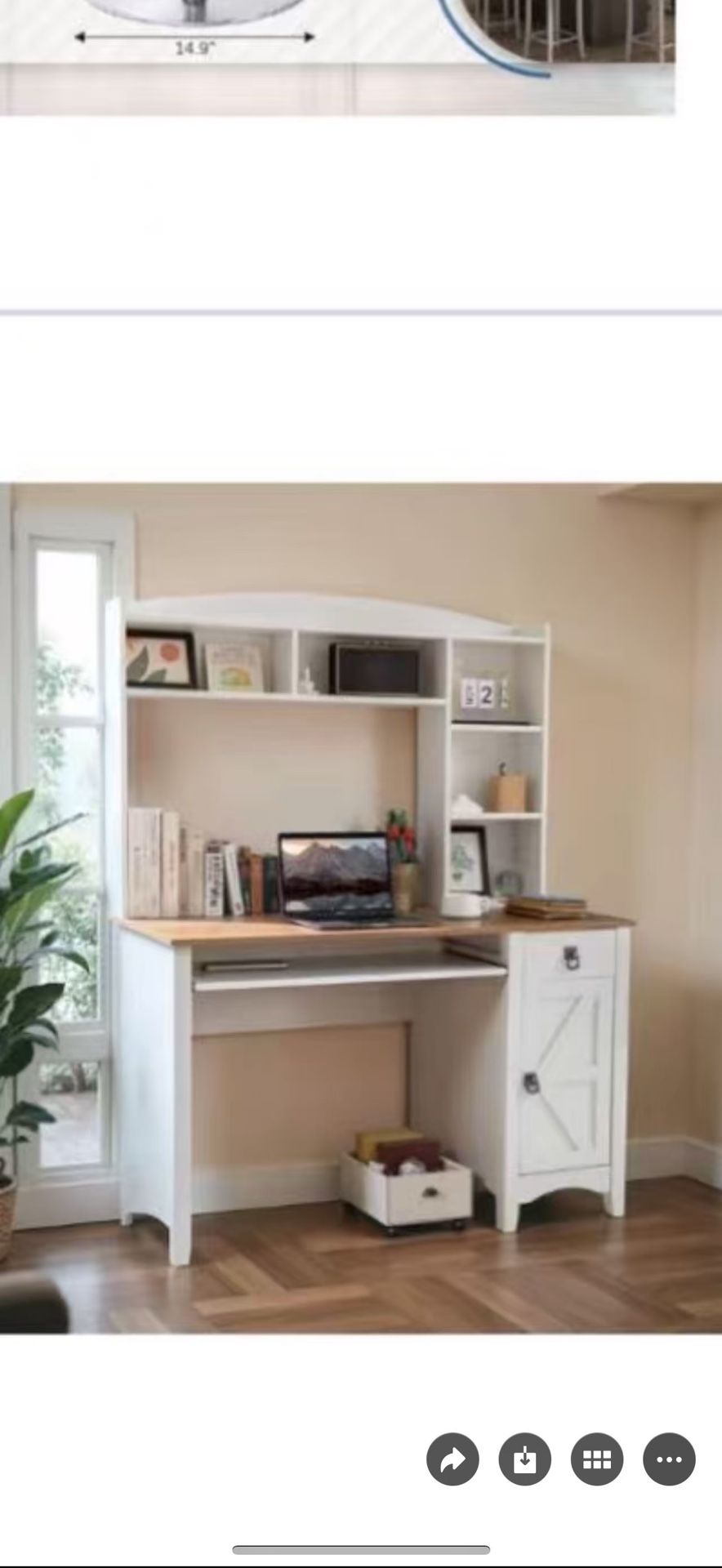 Office Desk with Drawers & Shelves, Computer Desk with Storage Cabinet, Writing Desk for Home Office, Living Room, White