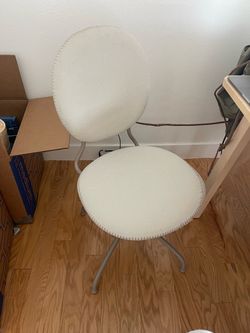 Ikea Round Upholstered Swivel Chair with Metal Legs