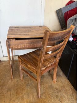 Wood desk and chair