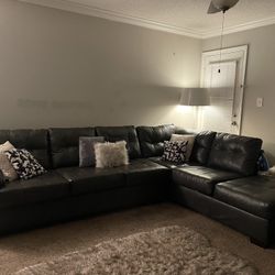 Charcoal Grey Leather Couch