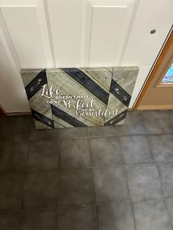 Rustic Farmhouse Inspirational Canvas Wall Art – “Life Doesn’t Have to Be Perfect”
