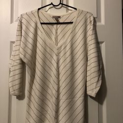 H&M Heavy Knit Sweater Creme Top with 3/4” Sleeves Women’s Size 10