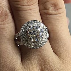 18K/925 STAMPED MOISSANITE DIAMOND ENGAGEMENT WEDDING ANNIVERSARY PROMISE RING