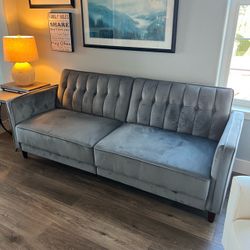 Grey Velvet Couch  - Excellent Condition
