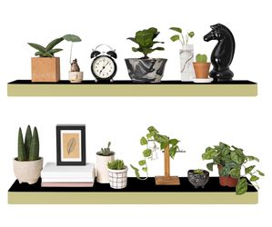 WCKOMA Glow In Dark Floating Shelves 2 Pack 24 Inch, Modern Wall Shelves For Living Room, Kitchen, Bedroom, Bathroom, Office, Display Storage, 2 Black