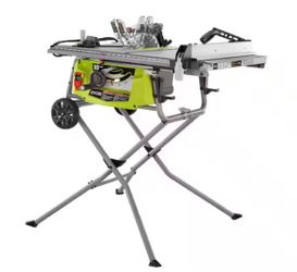 15 Amp 10 in. Expanded Capacity Portable Corded Table Saw With Rolling Stand
