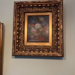 2 floral gold antique frames 