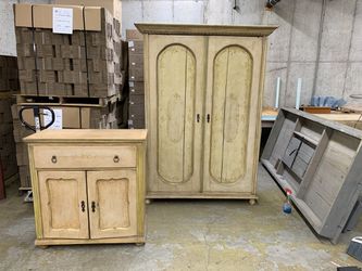 Euro pine antique armoire and buffet