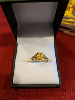 Yellow sapphire diamond ring