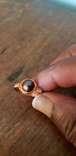 Chocolate pearl copper ring